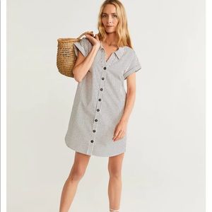 Mango Striped Shirt Dress in White and Black